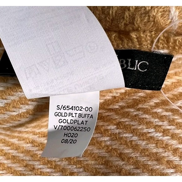 Banana Republic Scarf Yellow Ivory Plaid Fringed NWT Classic Preppy Academia - Picture 7 of 9